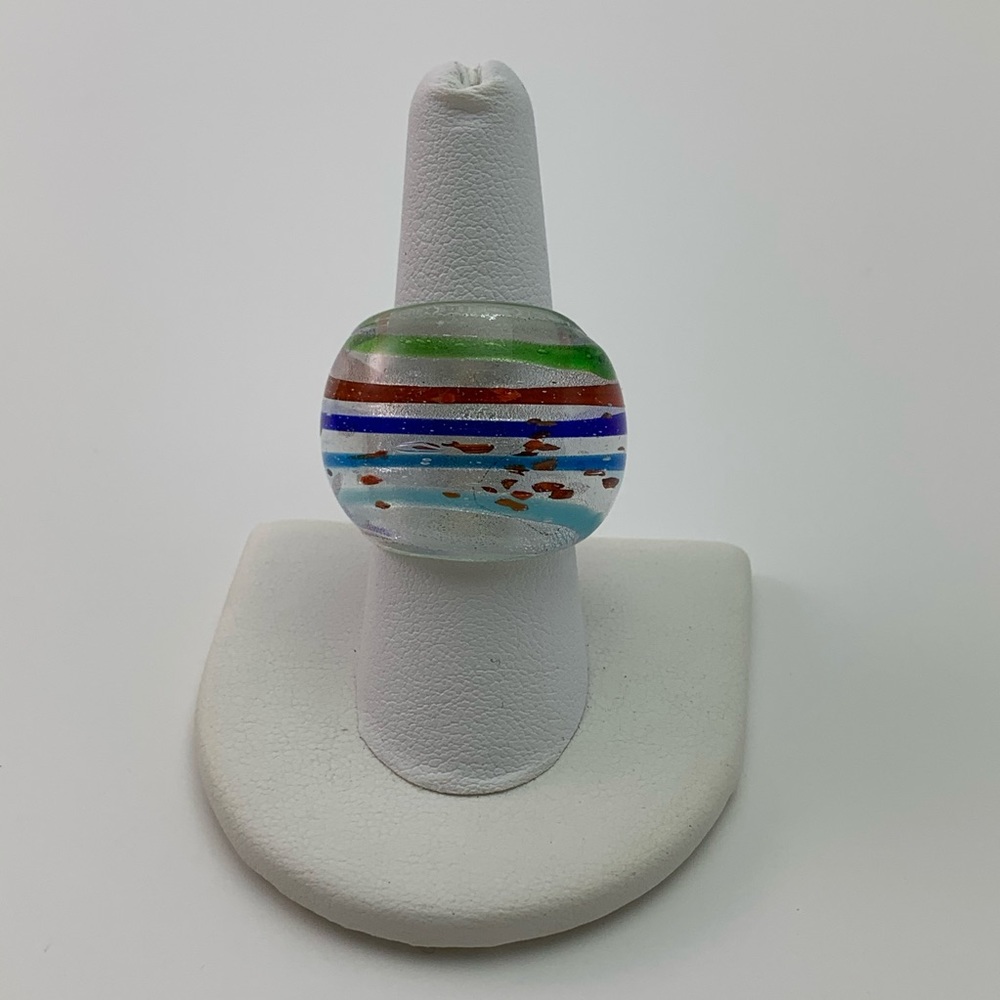 Multi Colored Glass Ring Size 7.5-8